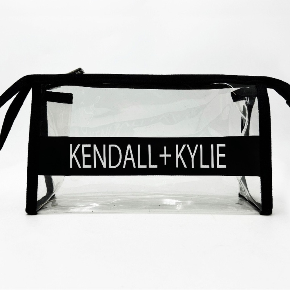 Kendall + Kylie Clear PVC Cosmetic Pouch Black & Transparent Travel Makeup Bag